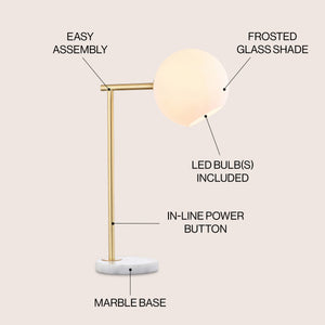 Charles Contemporary Modern Metal/Marble LED Table Lamp