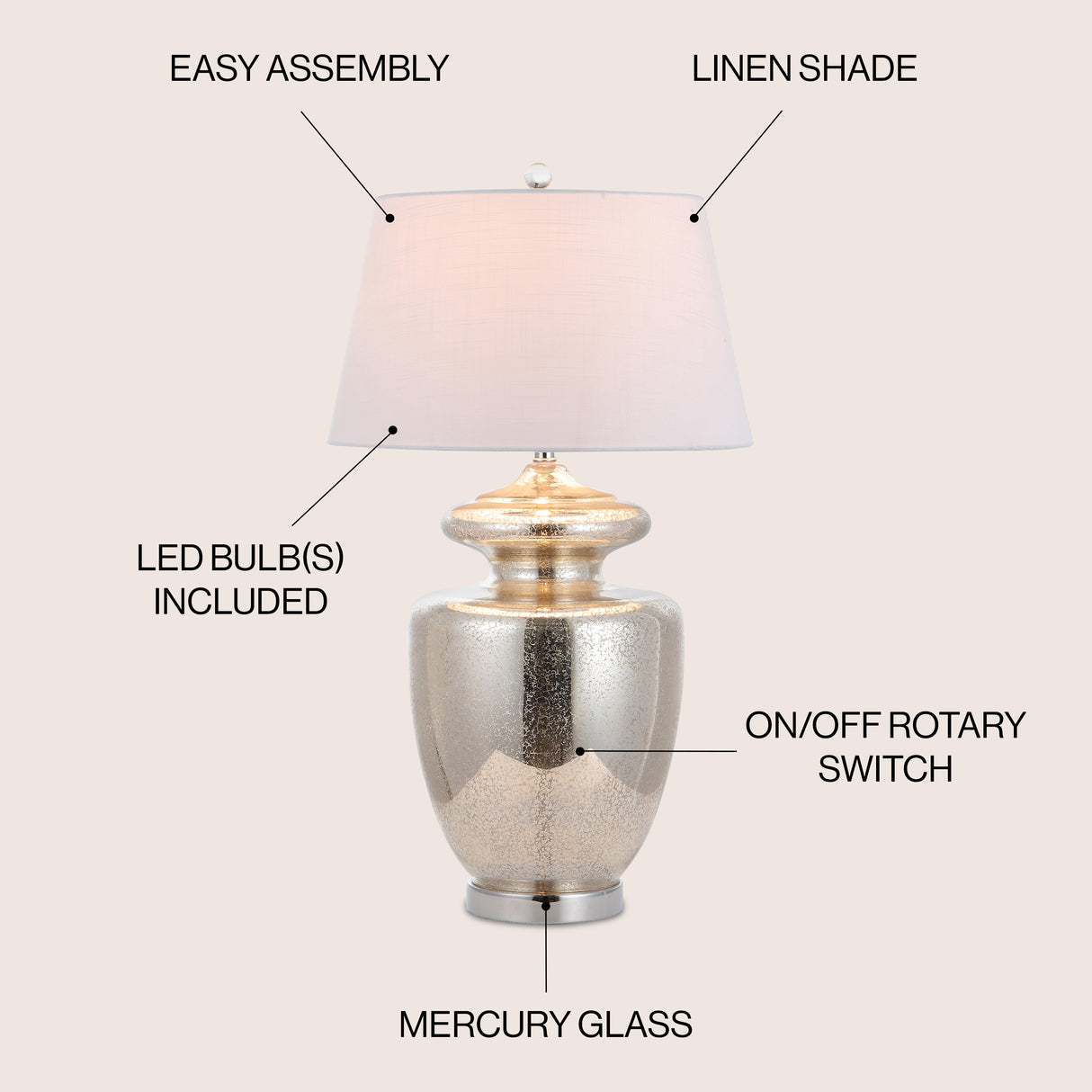 Hughes Glass LED Table Lamp