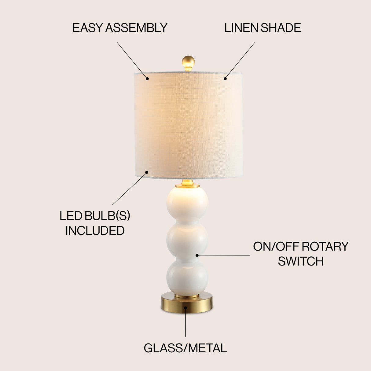 February Art Deco Stacked Sphere Glass Lamp