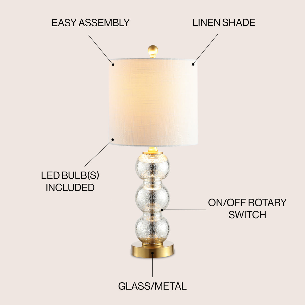 February Art Deco Stacked Sphere Glass Lamp