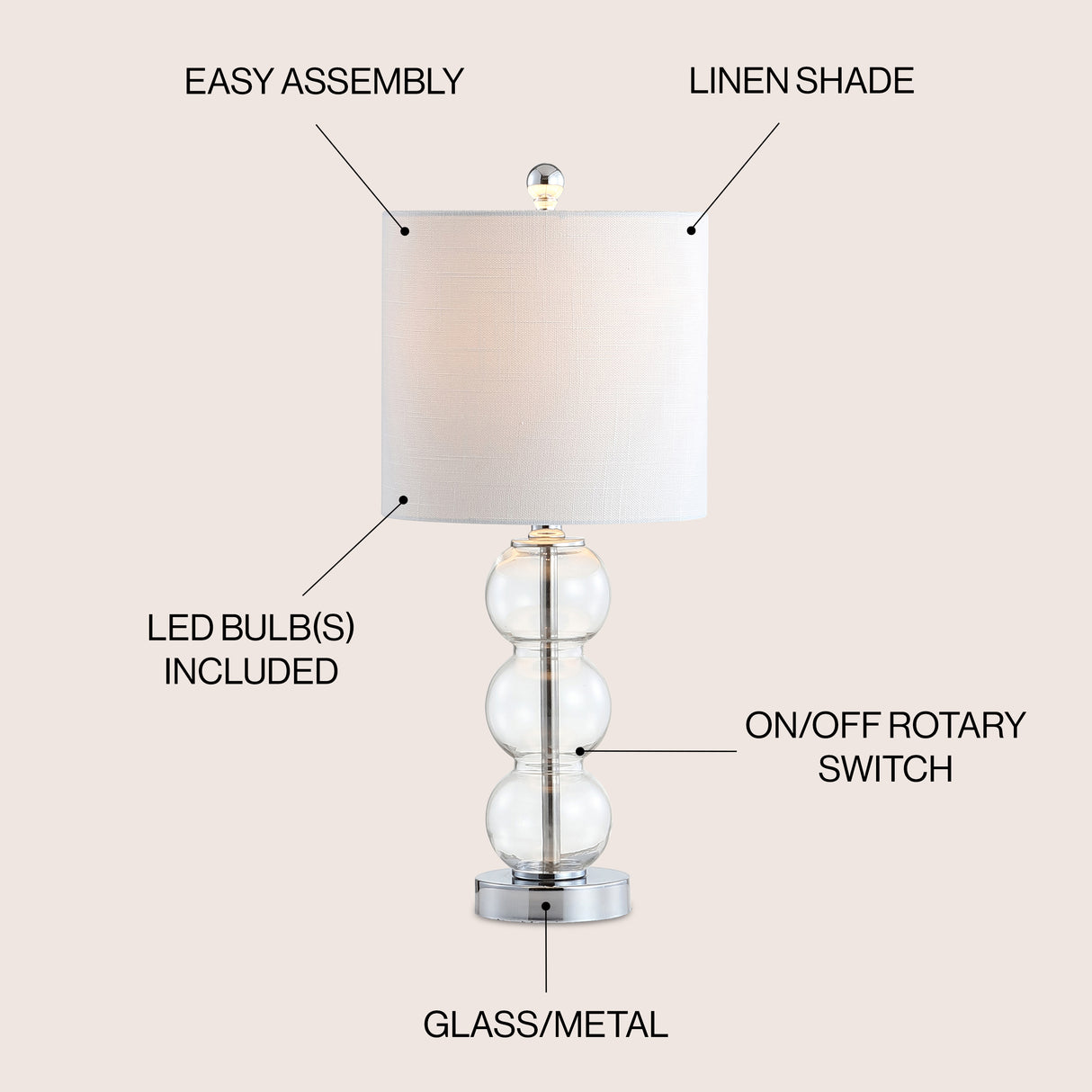 February Art Deco Stacked Sphere Glass Lamp