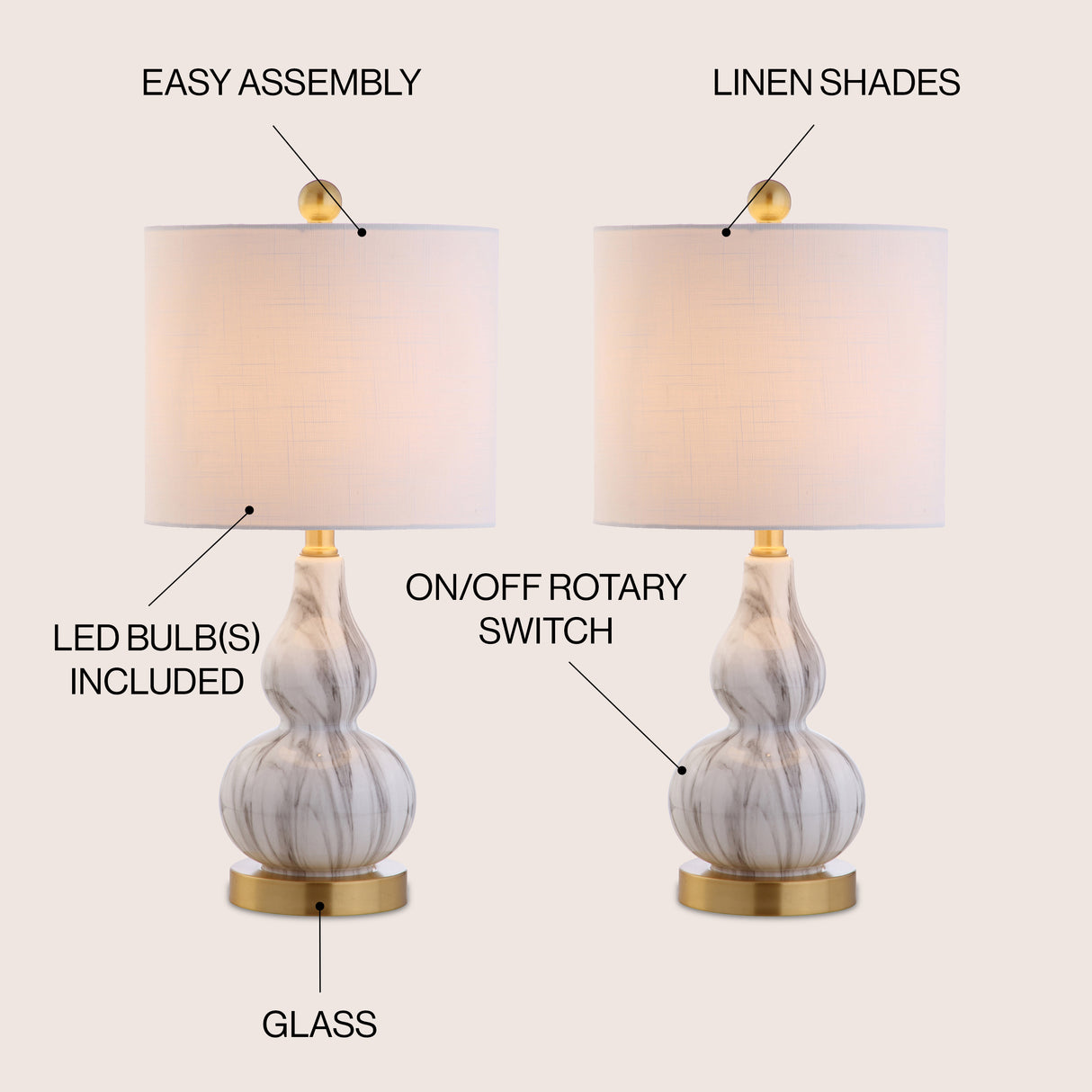 Anya Mini Glass Table Lamp-Set of 2