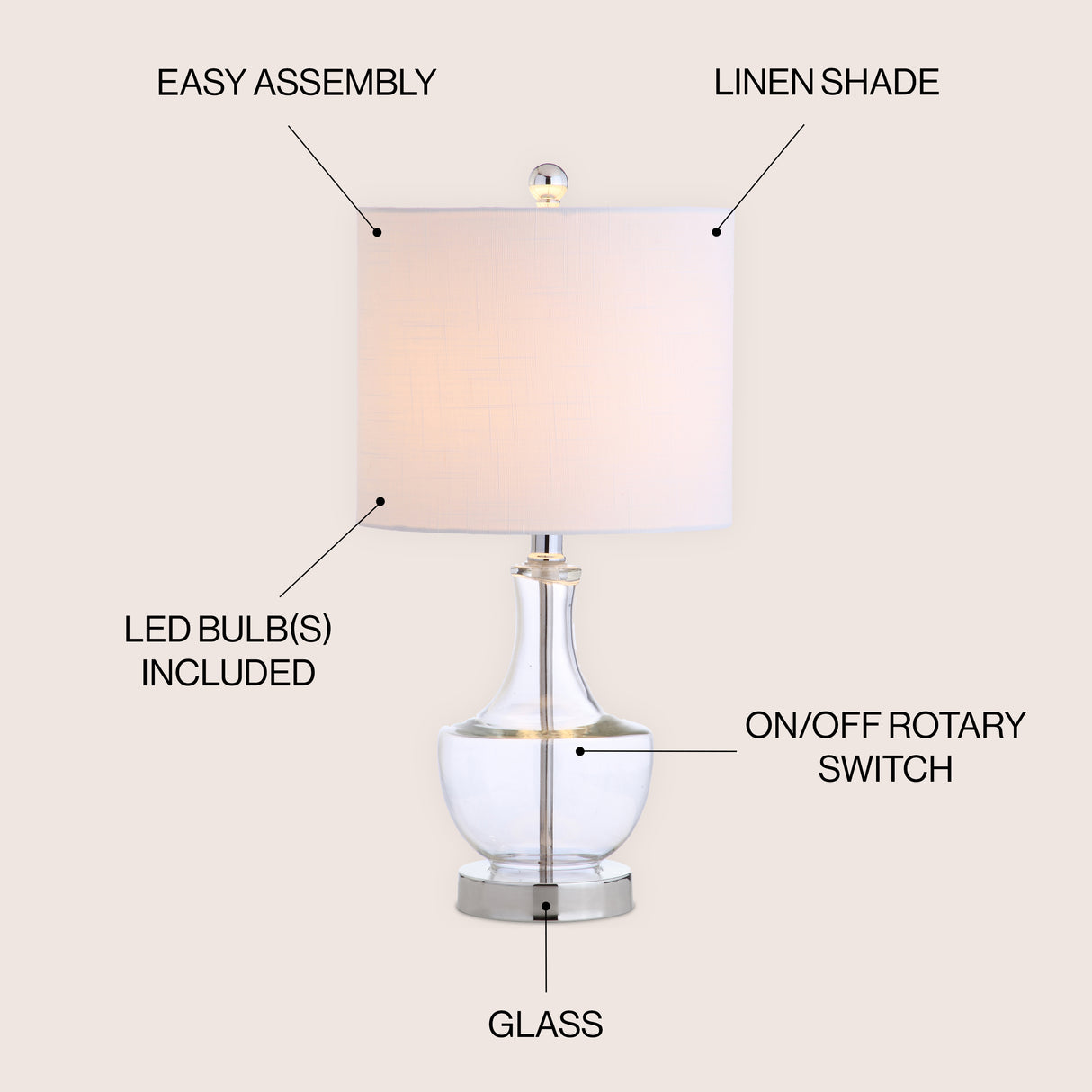 Colette Handblown Teardrop Glass Table Lamp
