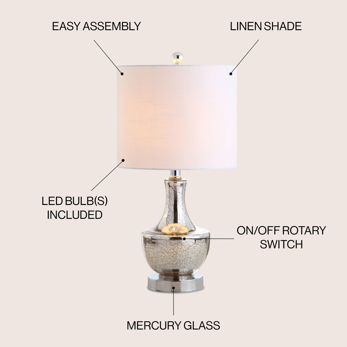 Colette Handblown Teardrop Glass Table Lamp