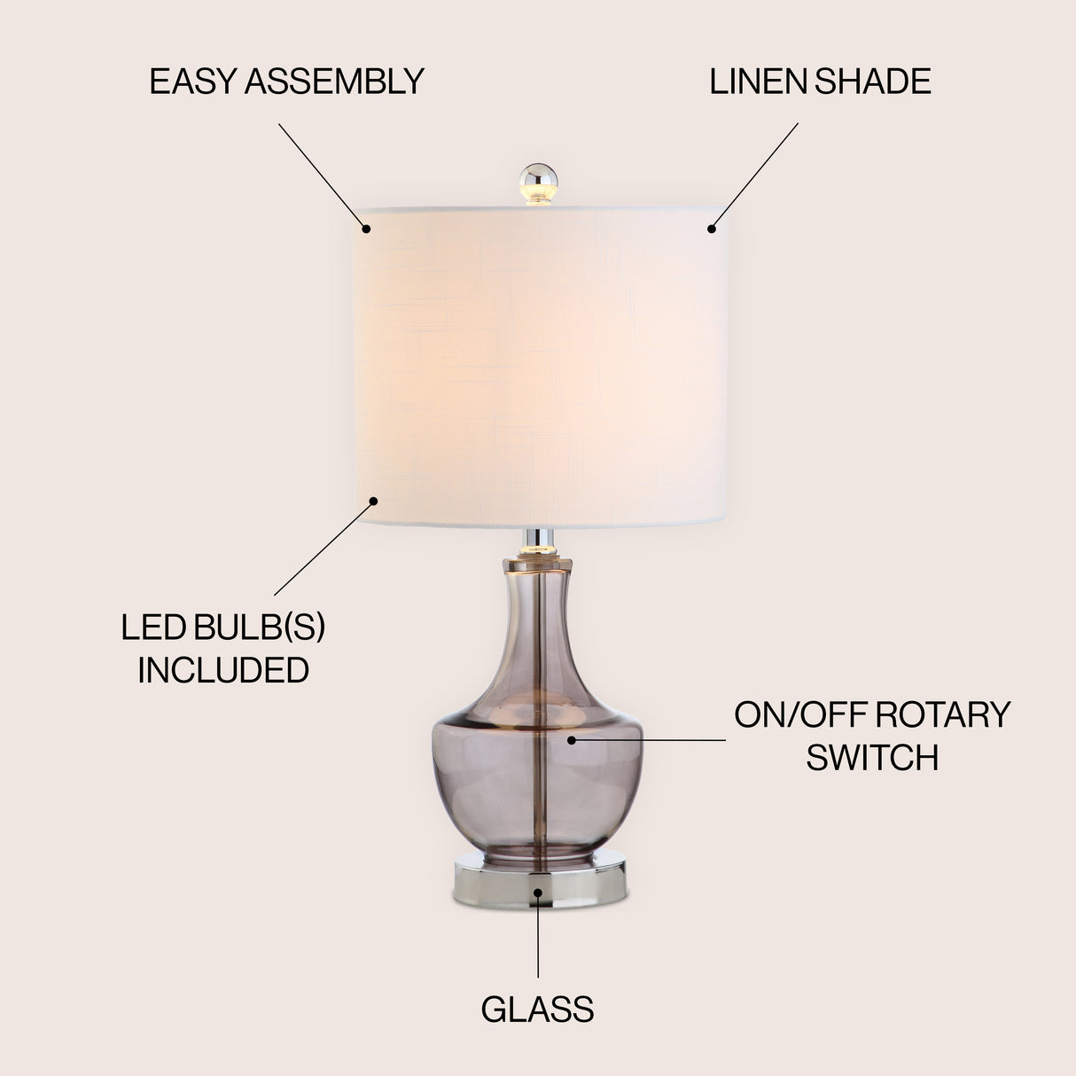 Colette Handblown Teardrop Glass Table Lamp