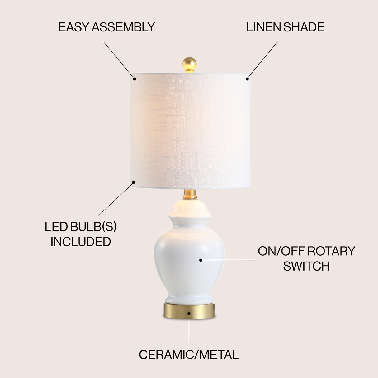 Perry Ceramic/Metal LED Table Lamp