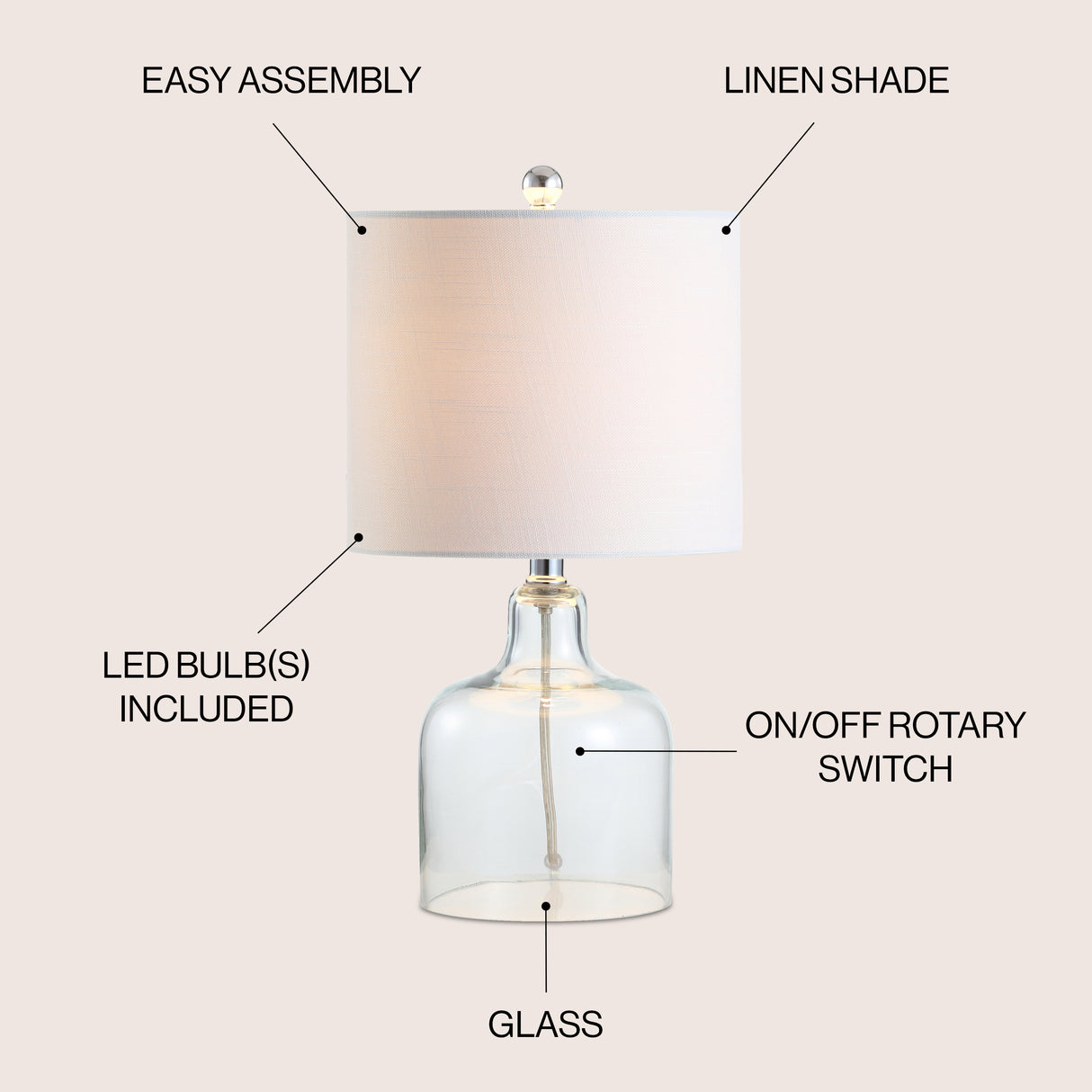 Gemma Glass Bell LED Table Lamp