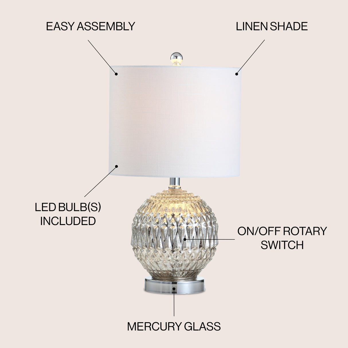 Krister Glass/Metal LED Table Lamp