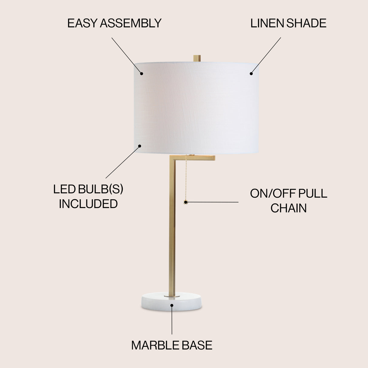 Alyssa Metal/Marble LED Table Lamp