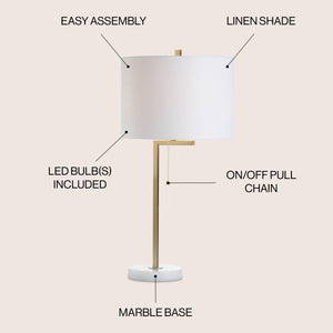 Alyssa Metal/Marble LED Table Lamp
