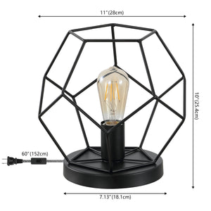 James MidCentury Glam Metal Geometric LED Table Lamp Black