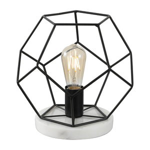James MidCentury Glam Metal Marbled LED Table Lamp
