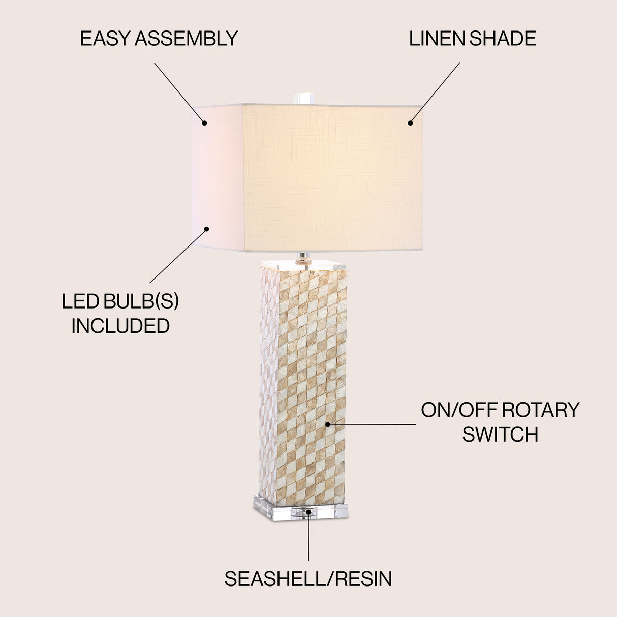 Daniel Seashell/Crystal LED Table Lamp