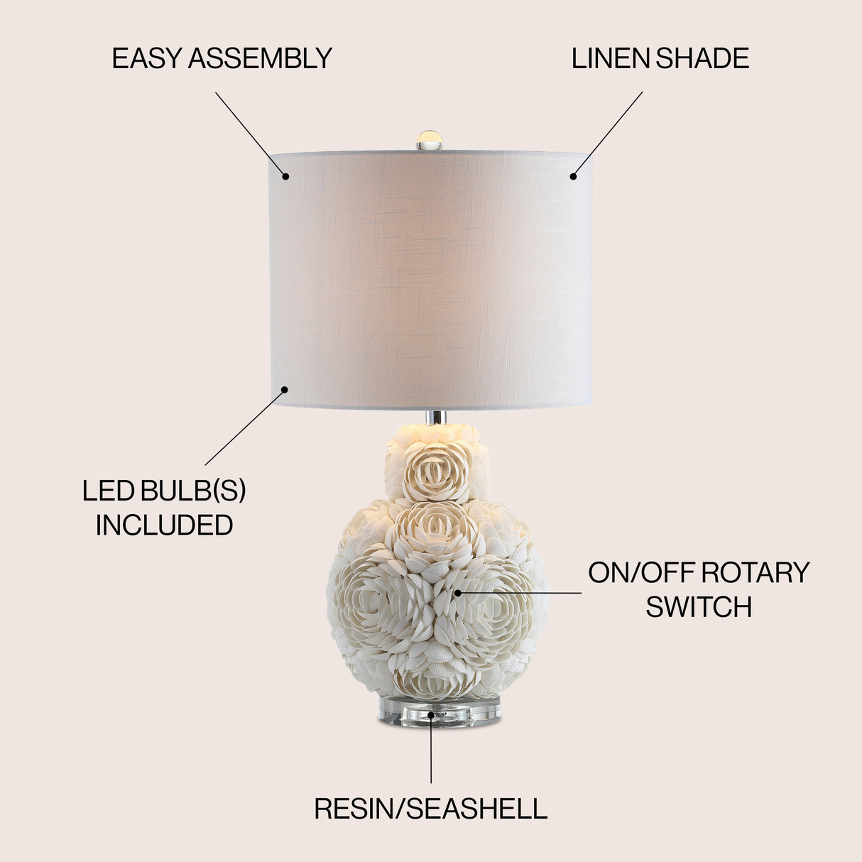 Seashell led table lamp