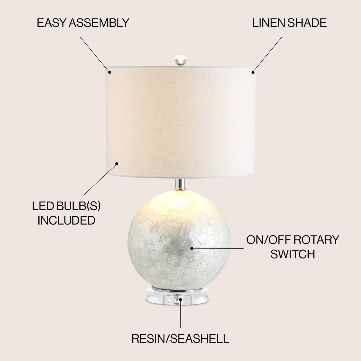 Zuri Capiz Seashell Sphere LED Table Lamp