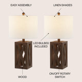 Stewart Farmhouse Wood LED Table Lamp (Set of 2)