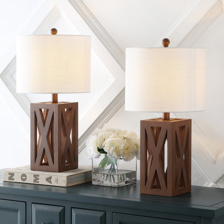 Stewart Farmhouse Wood LED Table Lamp (Set of 2)