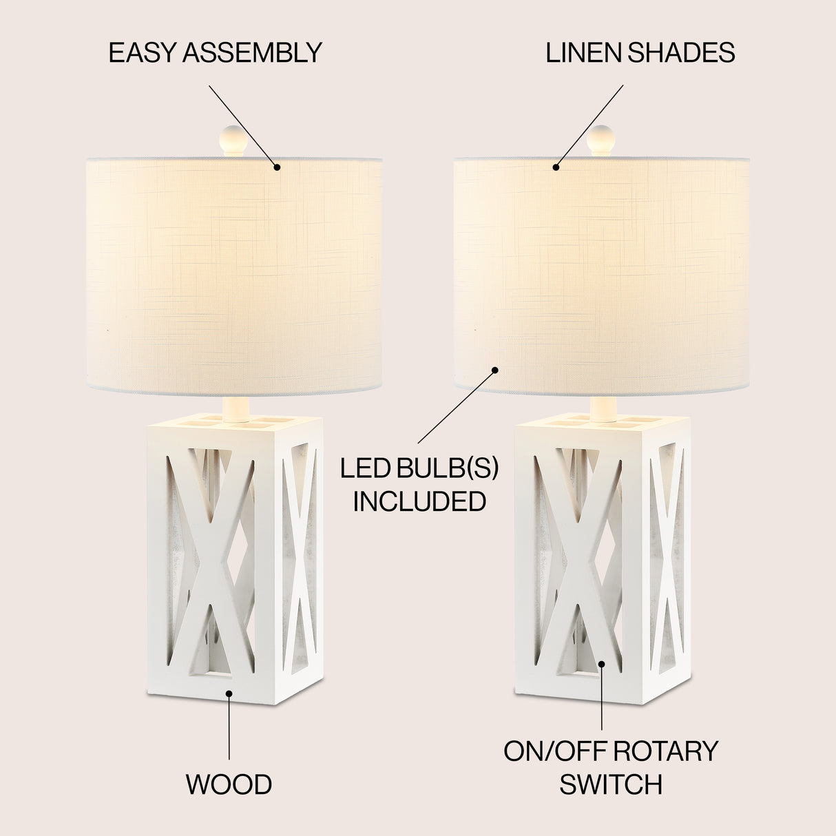 Stewart Farmhouse Wood LED Table Lamp (Set of 2)