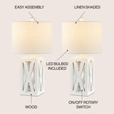 Stewart Farmhouse Wood LED Table Lamp (Set of 2)