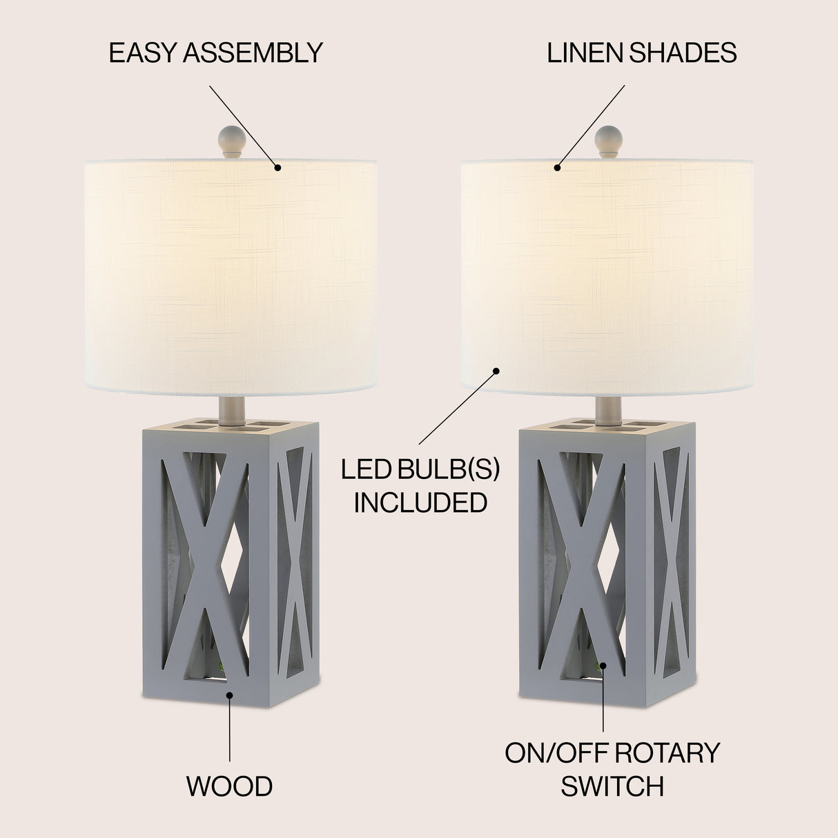 Stewart Farmhouse Wood LED Table Lamp (Set of 2)