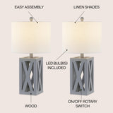 Stewart Farmhouse Wood LED Table Lamp (Set of 2)