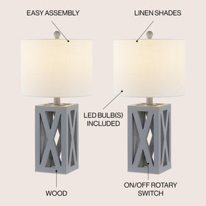 Stewart Farmhouse Wood LED Table Lamp (Set of 2)