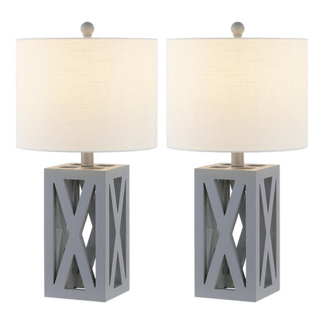 Stewart Farmhouse Wood LED Table Lamp (Set of 2)