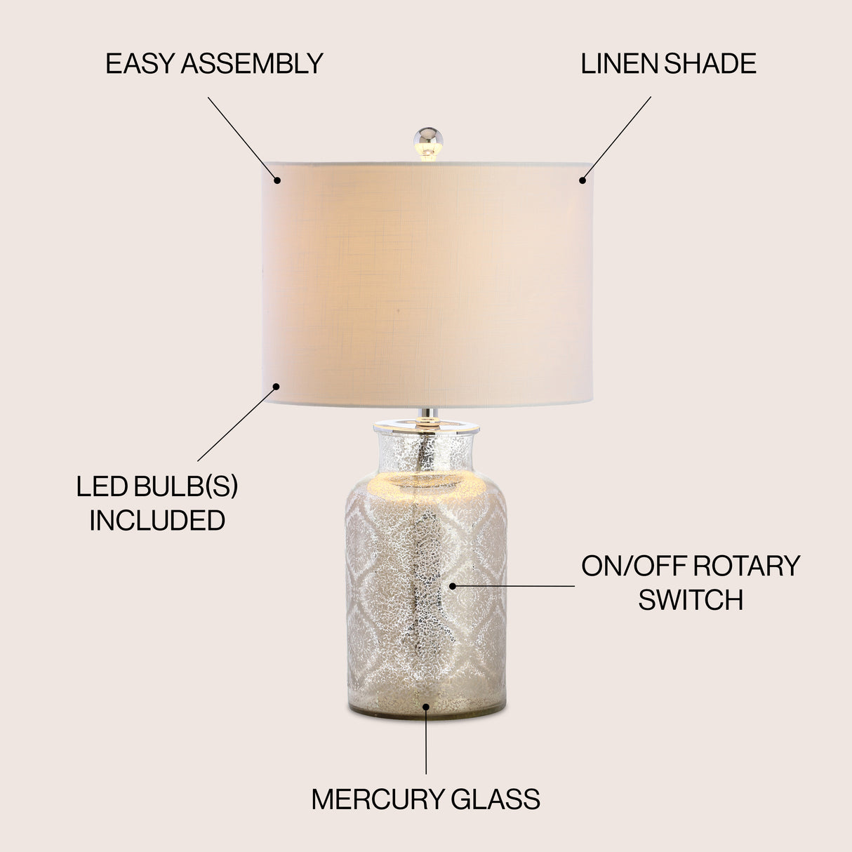 Emilia trellis pattern glass led table lamp