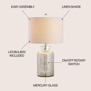 Emilia trellis pattern glass led table lamp