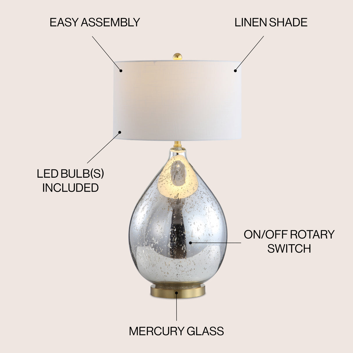 Sasha Glass/Metal LED Table Lamp