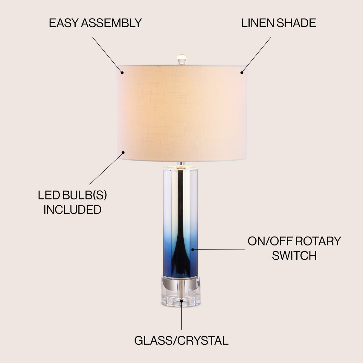 Edward Glass/Crystal LED Table Lamp
