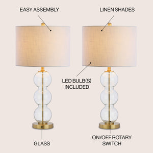 Bella Glass Triple-Sphere LED Table Lamp-Set of 2