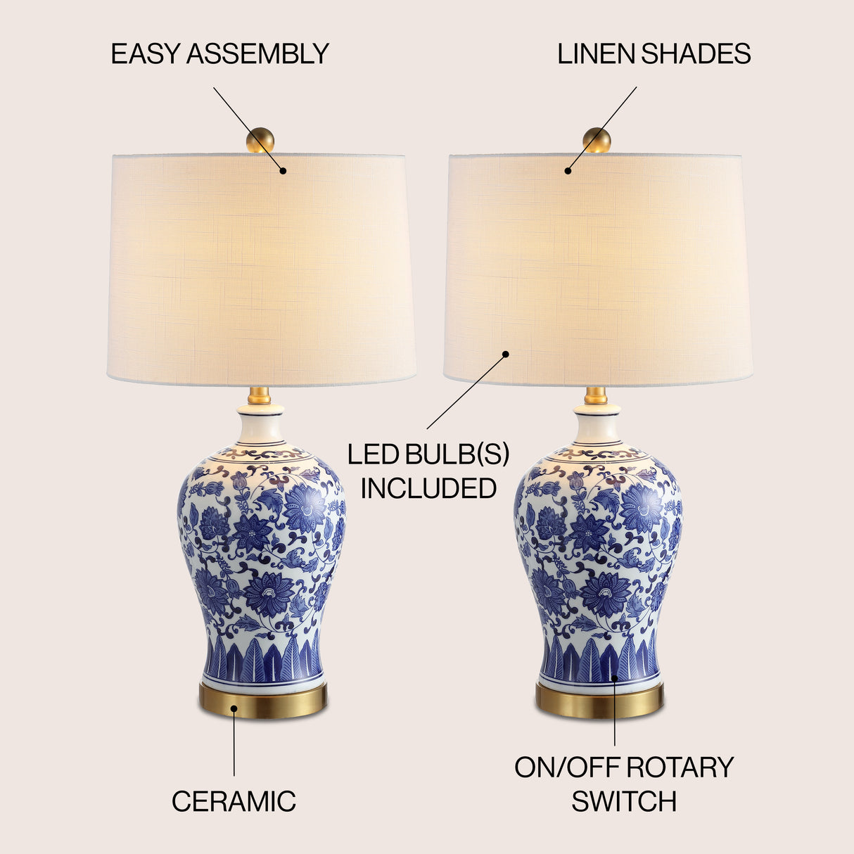 Jennifer Ceramic/Metal LED Table Lamp