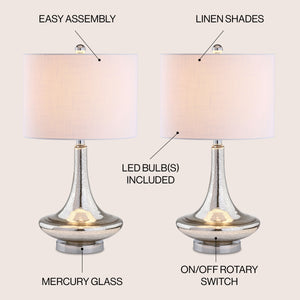 Cecile Glass Teardrop LED Table Lamp-Set of 2