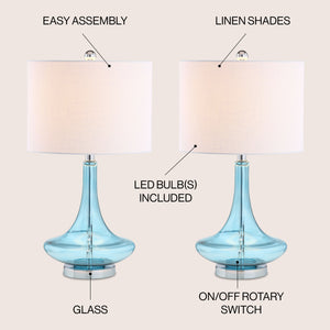 Cecile Glass Teardrop LED Table Lamp-Set of 2