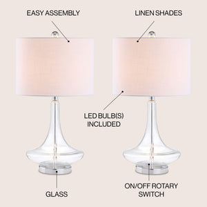 Cecile Glass Teardrop LED Table Lamp-Set of 2