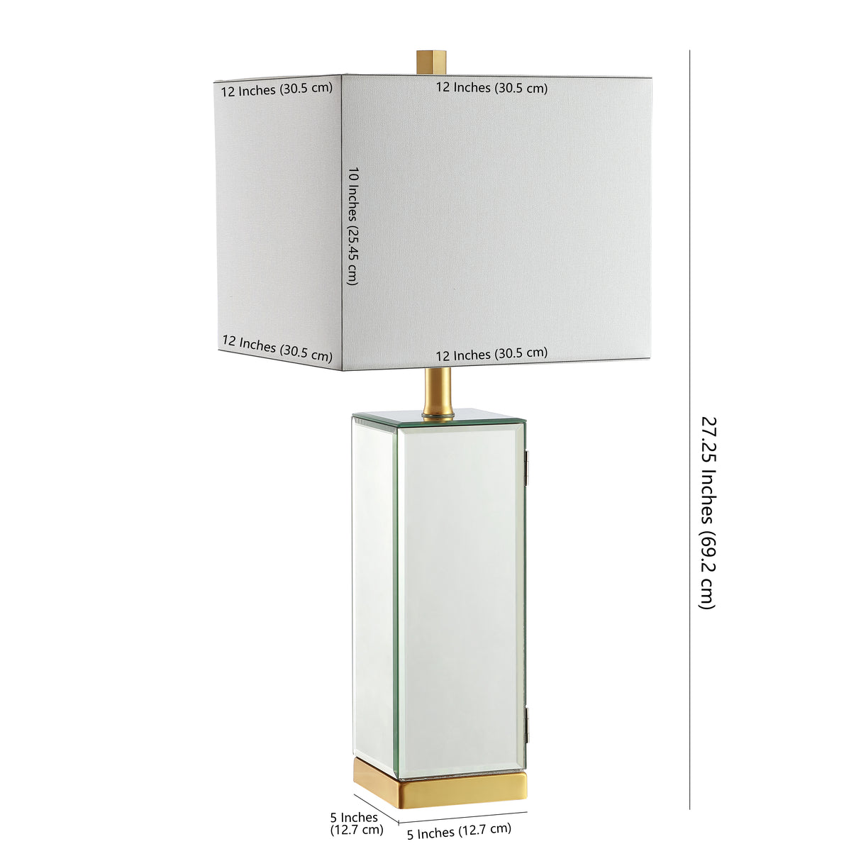 Lila Mirror/Iron Hidden Jewelry Box Mirrored Column LED Table Lamp