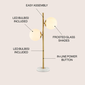 Amelie 2-Light Coastal Vintage Iron LED Table Lamp