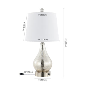 Dino Farmhouse Industrial Iron/Glass LED Table Lamp with USB Charging Port-Set of 2