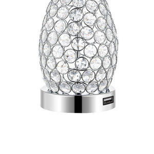 Lily Midcentury Modern Iron LED Table Lamp with USB Charging Port