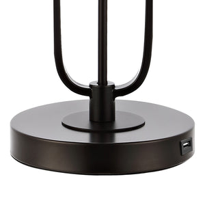Hank 2-Light Industrial Farmhouse Iron LED Table Lamp with USB Charging Port