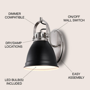 Phineas 1-Light Adjustable Farmhouse Bohemian Iron LED Vanity Light