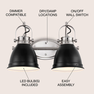 Phineas 2-Light Adjustable Farmhouse Bohemian Iron LED Vanity Light