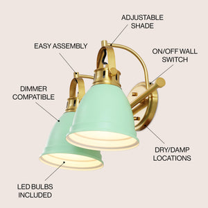 Phineas 2-Light Adjustable Farmhouse Bohemian Iron LED Vanity Light