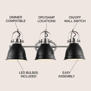 Phineas 3-Light Adjustable Farmhouse Bohemian Iron LED Vanity Light