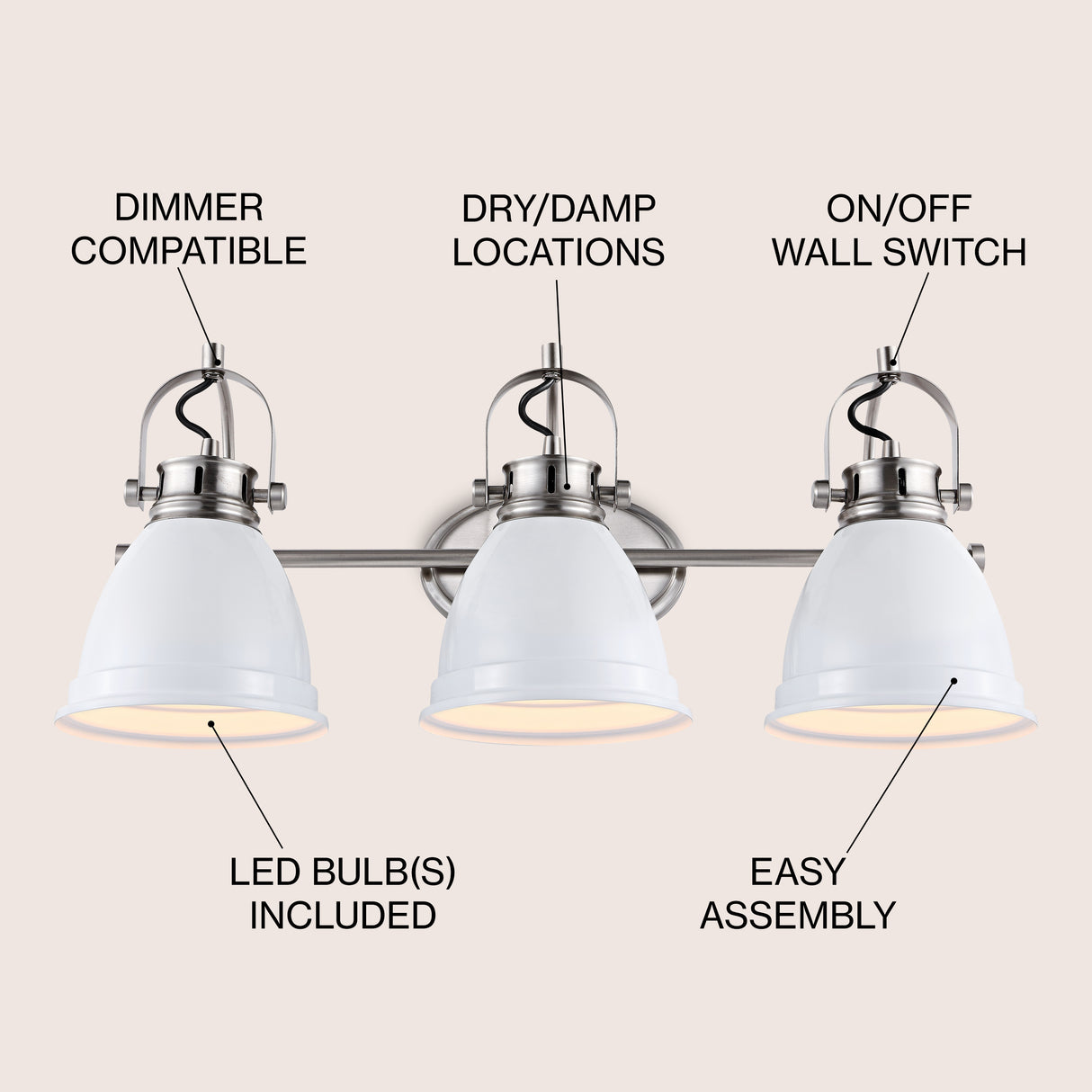 Phineas 3-Light Adjustable Farmhouse Bohemian Iron LED Vanity Light