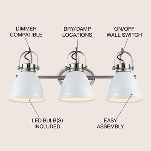Phineas 3-Light Adjustable Farmhouse Bohemian Iron LED Vanity Light