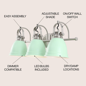 Phineas 3-Light Adjustable Farmhouse Bohemian Iron LED Vanity Light