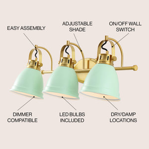 Phineas 3-Light Adjustable Farmhouse Bohemian Iron LED Vanity Light