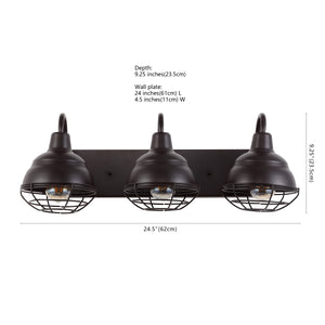 Levi 3-Light Industrial Farmhouse Iron LED Vanity